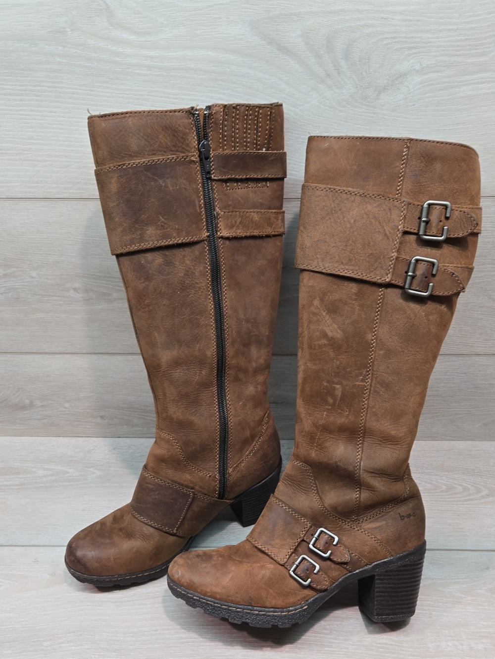 B.O.C. By Born Women's Brown Tall Buckle Leather Upper Heel Boots Shoes Sz 6.5 - Picture 6 of 16